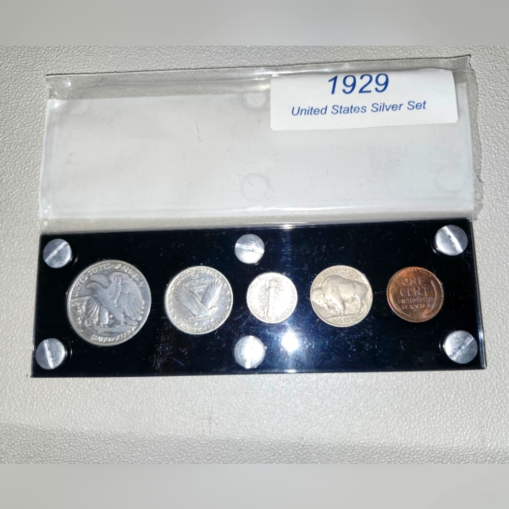 1929 U.S. 5 COIN SILVER SET VERY SCARCE NICE AS A 94 YEAR OLD BIRTH YEAR SET - Picture 3 of 3
